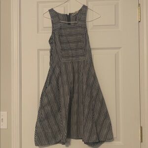 Mata Traders Navy and Cream Striped Dress